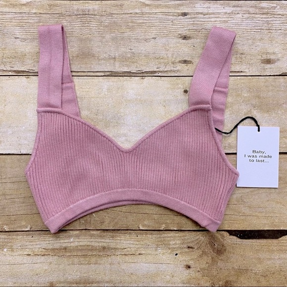 NWT Hansen and & Gretel ANOUK BRA designer ribbed knit crop top bralette pink - Picture 12 of 12